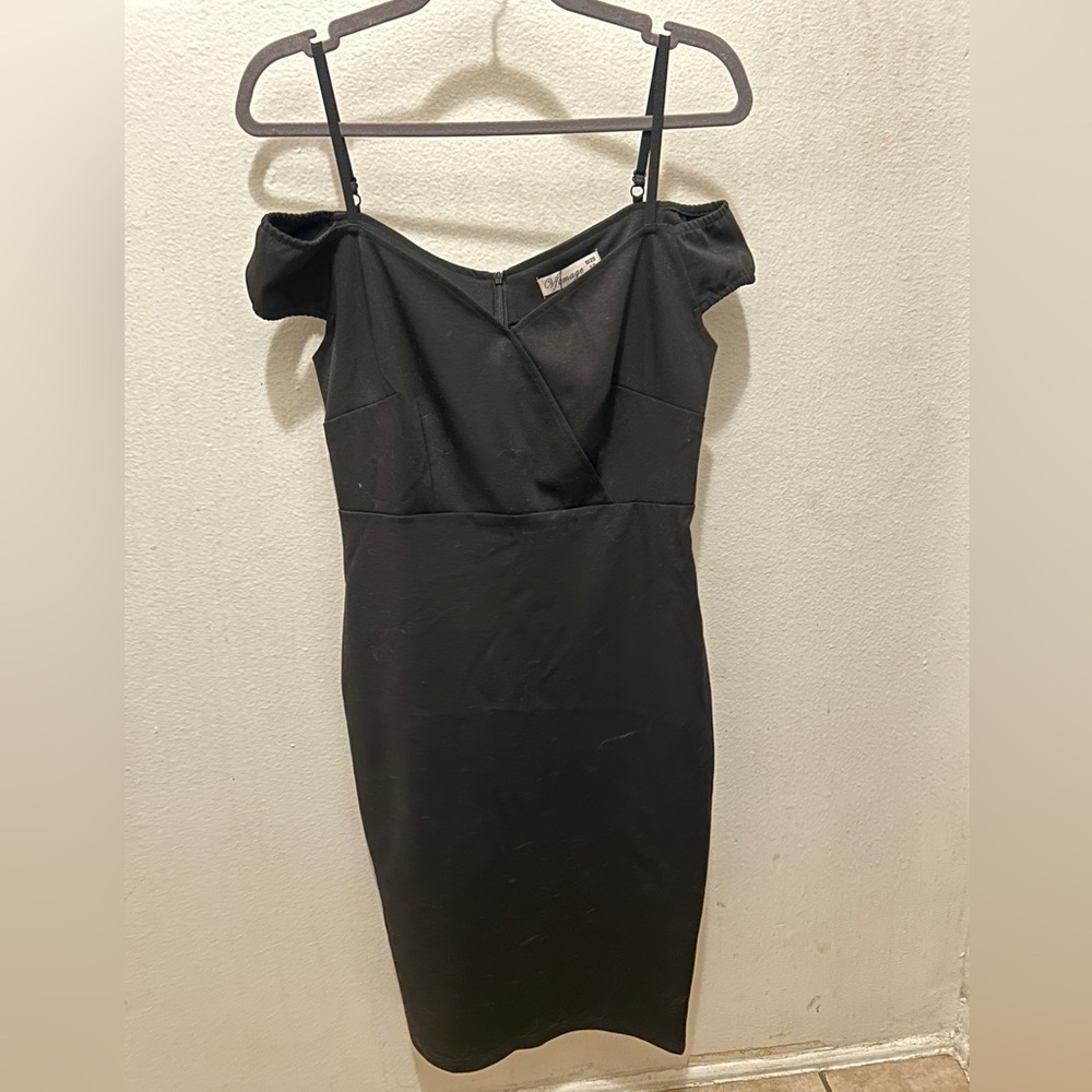 NWT Retro Pinup 50s/ 60s Wiggle Dress Black Off Shoulder Vintage Look Rockabilly - Picture 12 of 14